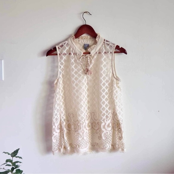Anthropologie Ramona Lace Top Bl^nk London Cream Size XS - Picture 5 of 10